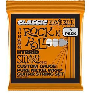 Ernie Ball Hybrid Slinky Classic Rock n' Roll Pure Nikkel Electric Gtr Strings 3 Pack – 9 – 46 gauge