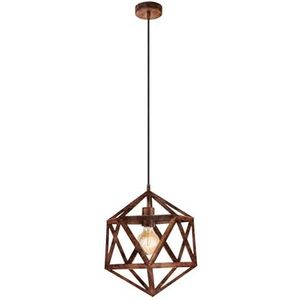 EGLO Embleton Hanglamp, 1 lichtpunt, industrieel, vintage, retro, hanglamp van staal in antiek koper, eettafellamp, woonkamerlamp hangend met E27-fitting, Ø 30,5 cm