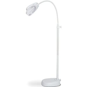 PURElite Vloerlamp vergrootglas, verstelbare tafellamp, wit, netvoeding of batterij