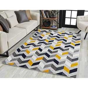 Serdim Rugs Modern geometrisch tapijt in pijlvorm, met de hand gesneden, van polypropyleen, goudkleurig, 60 x 110 cm