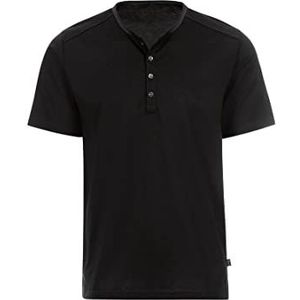 Trigema Heren T-shirt met knoopsluiting van luxe katoen, zwart.