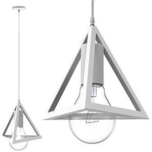 Bakaji Staande lamp piramide 18cm metaal modern design fitting E27 max. 40W verlichting huisdecoratie met montageset (wit)
