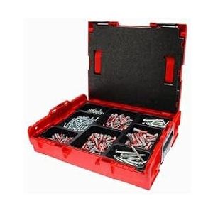 fischer - L-Boxx DuoPower + schroeven – koffer met 700 stuks – assortiment van DuoPower pluggen met meerdere materialen, houtschroeven en trekkers