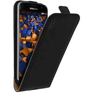 mumbi Flipcase van echt leer, compatibel met de Samsung Galaxy S7 leren hoes, portemonnee, zwart
