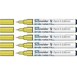 Schneider Paint-It Metallic Marker Marker Geel Metallic (lijndikte 0,8 mm, nieuwe pigmenttechnologie, glittereffect)