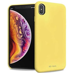 i-Paint iPhone XS Max Case Geel Silicone Case Cover met microfiber binnenkant - Solid Case Yellow