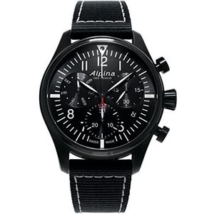 Alpina Horloge AL-371BB4FBS6, zwart, riemen, zwart., Riemen