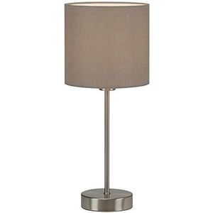 BRILONER Leuchten Tafellamp, bedlamp, bureaulamp, 1 x E14 lamp met kabelschakelaar, stoffen lampenkap, taupe, 160 x 385 mm (DxH)