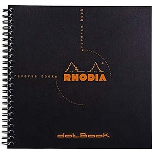Rhodia - Ref. 193639C - spiraalvormig notitieboek (160 pagina's) - formaat 210 x 210 mm, dotgrille, superfijn perkament 80 g/m², microgeperforeerde vellen afneembaar - zwart