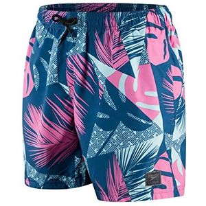 Speedo Bedrukte zwemshorts voor heren, 40,6 cm, donkerpetrol / mintgroen / neon roze