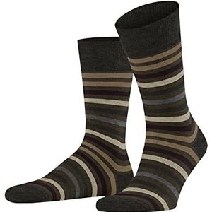FALKE Getinted Stripe Sokken, scheerwol, katoen, heren, zwart, grijs, vele andere kleuren, versterkt heren met ademend strepenpatroon, 1 paar, groen (Beech 7464), 39-42 EU, groen (Beech 7464)