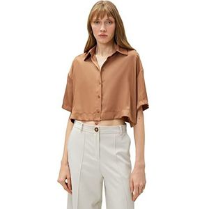 Koton T-shirt court à manches courtes pour femme, Camel (130), 44