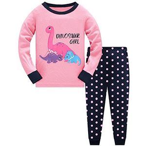 Little Hand Pyjama-set met lange mouwen met cartoon-opdruk voor meisjes, pyjama-set, dinosaurus, 4, 1 - 2 jaar, dinosaurus 4
