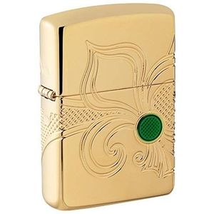 ZIPPO - Fleu De-Lis Design, Multicut, Armor High Polish Brass - Gasoline Windproof Lighter, navulbaar, in geschenkdoos