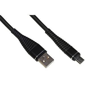 LINK LKGZ86 Micro-USB-kabel, Mt 1, gevlochten, met flexibele bescherming, op stekker, zwart