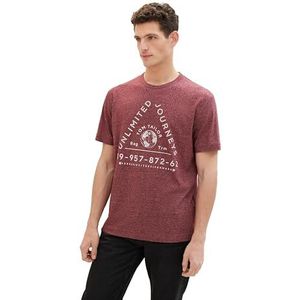 TOM TAILOR T-shirt pour homme, 34429 - Tawny Port Red Beige Grindle, L