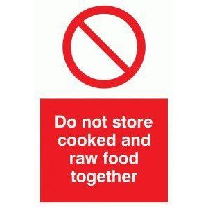 Viking Signs PH208-A1P-1M bord ""Do Not Store Cooked And Raw Food Together"", halfstijf, kunststof, 1 mm, H 800 mm x B 600 mm