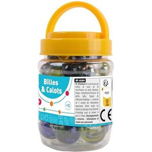 FLYPOP'S - Ballen en Calots - Speelspel - 033024 - Veelkleurig - Glas - Behendigheidsspel - Kinderspeelgoed - Galots - 1,6 cm x 1,6 cm - Vanaf 3 jaar