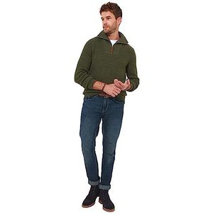 Joe Browns Pull entonnoir en tricot côtelé en mélange d'alpaga pour homme, vert olive, S