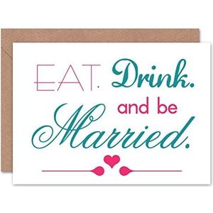 Wee Blue Coo Wenskaart voor verjaardag of bruiloft, opschrift ""Eat Drink Be Married