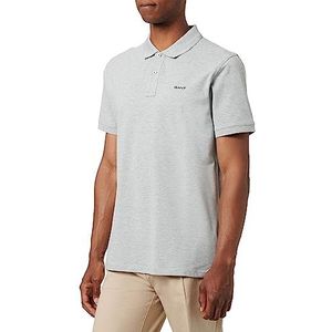 GANT Reg Contrast Pique Ss Rugger Poloshirt met contrasterend logo voor heren, Grijs melange