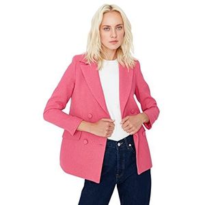 Trendyol Blazer Regular effen reverskraag mantel dames roze, 36, Roze