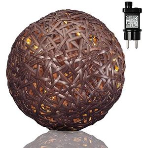 Hellum 576887 Rotan LED-bal met 90 warmwitte leds, binnen en buiten, 5 m kabel, zwart