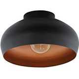 EGLO Mogano 2 plafondlamp, minimalistische plafondlamp voor woonkamer en hal, verlichting van zwart metaal en koperkleur, E27 fitting