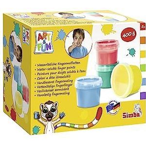 Simba Art und Fun 106334639 vingerverf, 100 g, rood, blauw, groen, geel, vanaf 2 jaar, 4 stuks