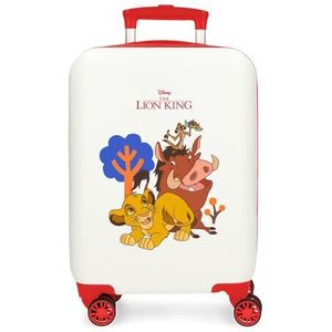 Joumma Disney Simba & Friends Valise de cabine blanche 33 x 50 x 20 cm rigide ABS fermeture à combinaison latérale 28,4 l 2 kg 4 roues doubles bagage main, blanc, Valise cabine