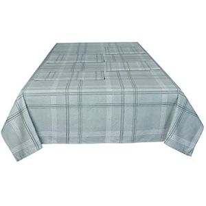 Sleepdown Decoratief tafelkleed van 100% katoen, half panama, voor eettafel, duurzaam, vlekbestendig, groen, 137 cm x 229 cm