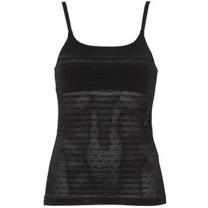 Emporio Armani All Over Logo Mesh Underwear Tank T-shirt pour femme, Noir, L