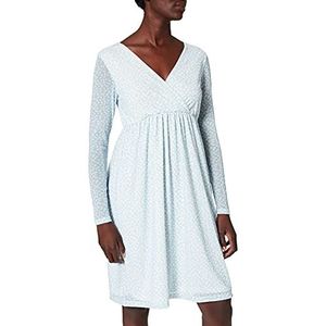 NA-KD Casual portemonnee jurk voor dames, recycling mesh jurk, Lichtblauw en wit bloemenpatroon.
