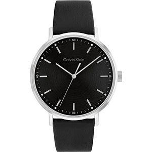 Calvin Klein Heren analoog kwarts horloge met lederen band 25200050, riem, zwart., riem