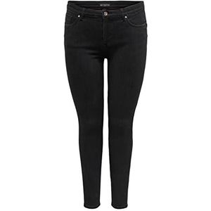 ONLY CARMAKOMA Carpower Mid Ph Up Sk Dnm Rea3659 Noos Skinny Jeans voor dames, 1 stuk, Zwarte jeans