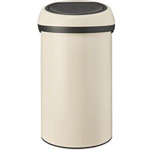 Brabantia - Touch Bin 60L - Grote prullenbak voor de keuken - Soft-Touch opening - Beschermende rand - Stevige handgrepen - Gemakkelijk te recyclen - Inclusief vuilniszakken - Soft Beige - 40 x 40 x