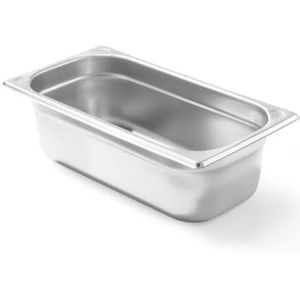 HENDI 806432 Gastronomormhouder, temperatuurbestendig van -40 °C tot 300 °C, voor hetelucht- en vriezer, stapelbaar, 3,4 liter, GN 1/3, 325 x 176 x 100 mm, roestvrij staal