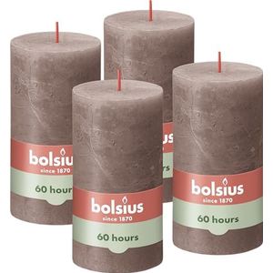 Bolsius - Rustieke Kaars - 4 Stuks - Taupe - 13cm