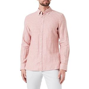 Hackett London Stripe Washed linnen overhemd voor heren, roest/wit
