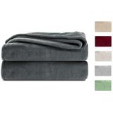 Komfortec Fleece Deken - Met kasjmier gevoel - Plaid - 240x220 cm – Super Zacht – Antraciet