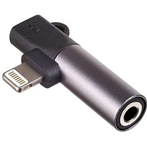 AKYGA AK-AD-63 Lightning-naar-Lightning-hoofdtelefoon/3,5 mm jack-adapter voor iPhone, zwart