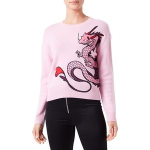 Pinko T-shirt à manches longues sans col pour femme, N78_rose douce lilas, L