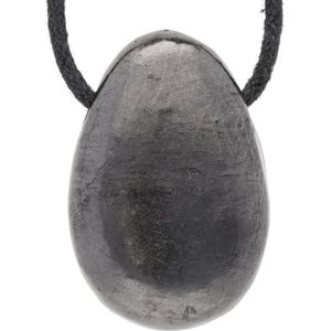Lebensquelle Plus Zwarte shungite druppelhanger | Geslepen steen hanger geboord met leren armband | Hoogwaardige edelsteen hanger, halffijn, schungit, Halffijn, schungit