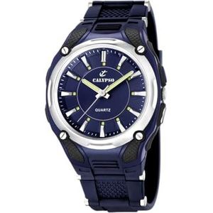 Calypso - K5560/3 – herenhorloge – kwarts – analoog – verlichting – armband van rubber, blauw, blauw/blauw, riem, Blauw/Blauw, riem