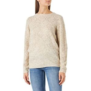 Cream Dames gebreide trui jumper slim fit lange mouwen, oat melange