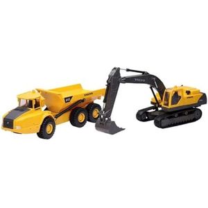 New Ray - Set van 2 Englins Volvo B/O: Dumper A40D & graafmachine EC460B - miniatuur voertuig reproductie voor kinderen