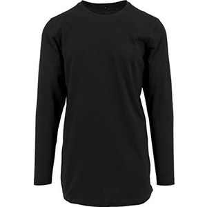 Build Your Brand shirt met lange mouwen voor, zwart.