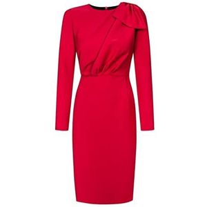 Swing Fashion Bridget | Rot schommel mode dames elegant potlood werk | bont | feestjurk | cocktailjurk | vintage jurken | knielengte | lange mouwen | rood | rood, XL, Rood