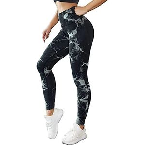 Little Hand Yoga Leggings Ladies Sans couture Robe à Manches Longues Taille Haute Taille Abdominale Fitness Vêtements de Sport de Camouflage, Noir, XS