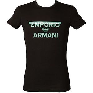 Emporio Armani Emporio Armani Megalogo T-shirt voor heren met ronde hals, 1 stuk, zwart.